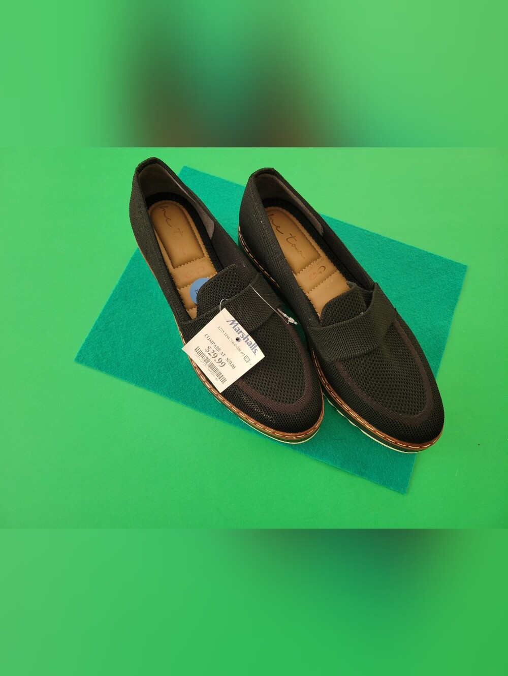 Me Too Brand Black Mesh Slip-On Loafers for Men